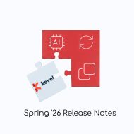 Banner zu den Release Notes für das Frühjahr 2026 mit Puzzleteilen und dem Kevel-Logo.